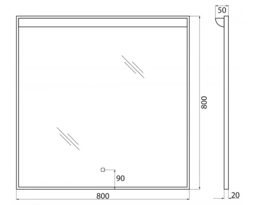 Зеркало BelBagno SPC-UNO 80 см, с подсветкой, белый, SPC-UNO-800-800-TCH