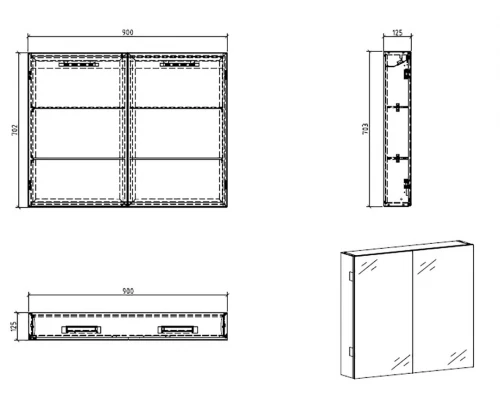 Зеркальный шкаф BelBagno SPC-2A-DL-BL-900, 90 см