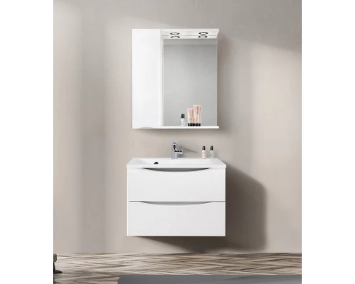 Зеркальный шкаф BelBagno Marino MARINO-SPC-700/750-1A-BL-P-L/R, 70 х 75 см, с LED-подсветкой, Bianco Lucido - белый глянец, левый/правый