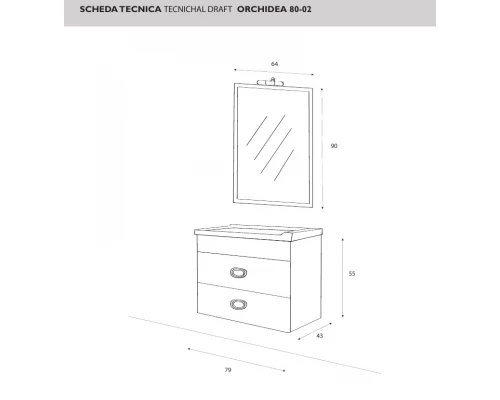 Тумба под раковину Cezares Orchidea OR80.01, 80 см, цвет Opaco