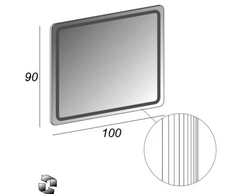 Зеркало Cezares 54352 100x90 см настенное с подсветкой