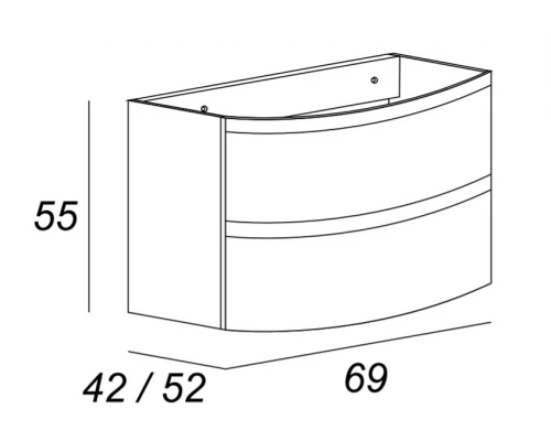 Тумба под раковину Cezares Vague 54834 69 см подвесная, цвет rovere tabacco