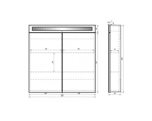 Зеркальный шкаф Dreja Uni 80, с подсветкой