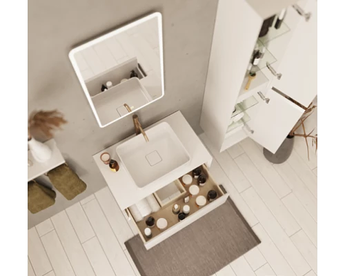 Тумба под раковину Dreja Insight 80 см, 99.9200, белый глянцевый