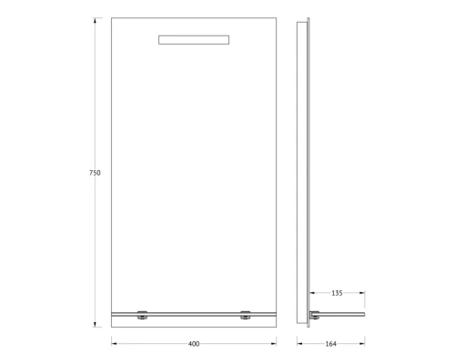 Зеркало с полочкой и LED-светильником Evoform Ledline-S BY 2151 40х75 см
