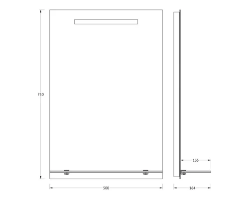 Зеркало с полочкой и LED-светильником Evoform Ledline-S BY 2152 50х75 см