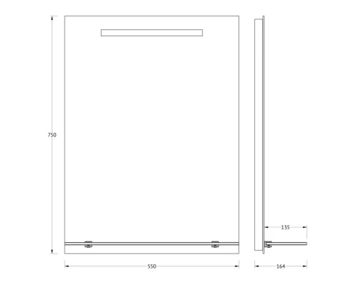 Зеркало с полочкой и LED-светильником Evoform Ledline-S BY 2153 55х75 см