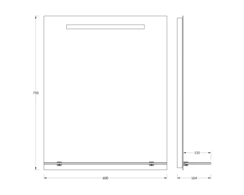 Зеркало с полочкой и LED-светильником Evoform Ledline-S BY 2154 60х75 см