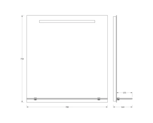 Зеркало с полочкой и LED-светильником Evoform Ledline-S BY 2155 70х75 см