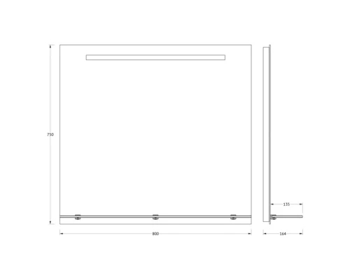 Зеркало с полочкой и LED-светильником Evoform Ledline-S BY 2156 80х75 см