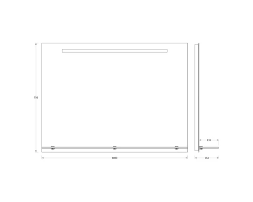 Зеркало с полочкой и LED-светильником Evoform Ledline-S BY 2158 100х75 см