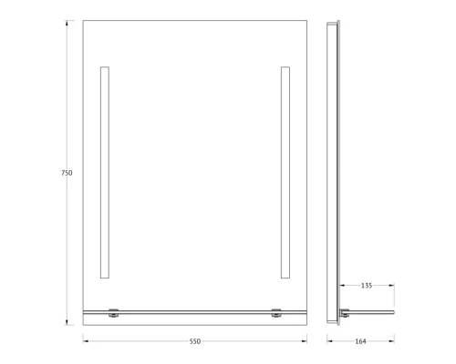 Зеркало с полочкой и LED-светильниками Evoform Ledline-S BY 2161 55х75 см