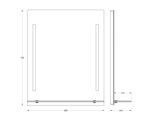 Зеркало с полочкой и LED-светильниками Evoform Ledline-S BY 2162 60х75 см