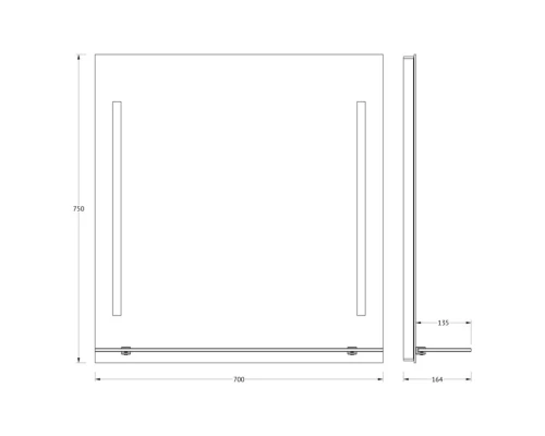 Зеркало с полочкой и LED-светильниками Evoform Ledline-S BY 2163 70х75 см