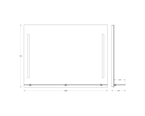 Зеркало с полочкой и LED-светильником Evoform Ledline-S BY 2166 100х75 см