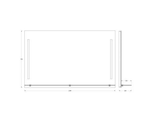Зеркало с полочкой и LED-светильником Evoform Ledline-S BY 2167 120х75 см