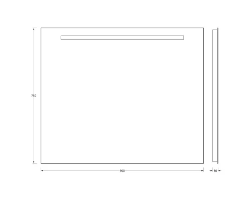 Зеркало со встроенным LUM-светильником Evoform Lumline BY 2006 90х75 см