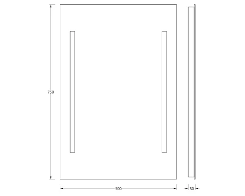 Зеркало с 2 встроенными LUM-светильниками Evoform Lumline BY 2013 50х75 см