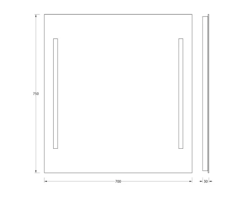 Зеркало с 2 встроенными LUM-светильниками Evoform Lumline BY 2016 70х75 см