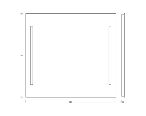 Зеркало с 2 встроенными LUM-светильниками Evoform Lumline BY 2017 80х75 см