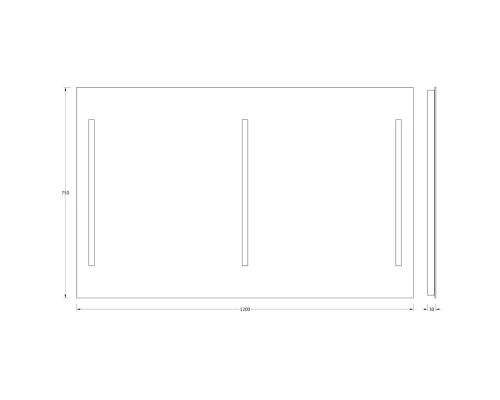 Зеркало с 3 встроенными LUM-светильниками Evoform Lumline BY 2021 120х75 см