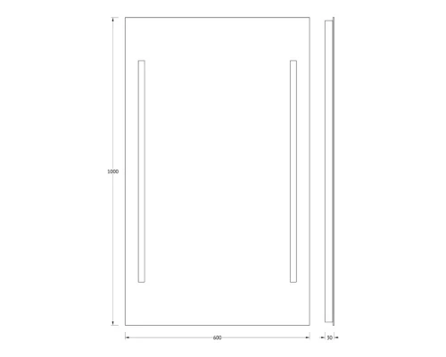 Зеркало с 2 встроенными LUM-светильниками Evoform Lumline BY 2023 60х100 см