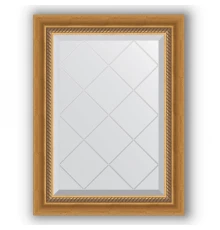 Зеркало с гравировкой в багетной раме Evoform Exclusive-G BY 4002 53 x 71 см, состаренное золото с плетением