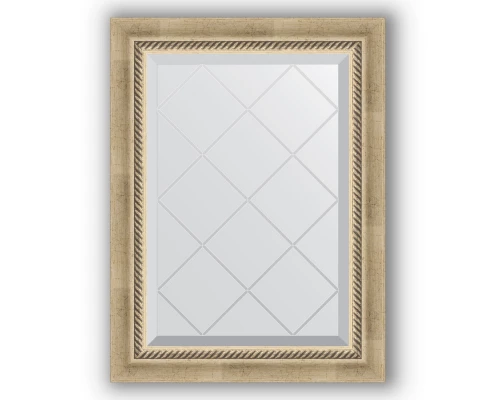 Зеркало с гравировкой в багетной раме Evoform Exclusive-G BY 4003 53 x 71 см, состаренное серебро с плетением