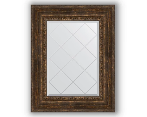 Зеркало с гравировкой в багетной раме Evoform Exclusive-G BY 4043 62 x 80 см, состаренное дерево с орнаментом