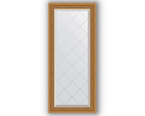 Зеркало с гравировкой в багетной раме Evoform Exclusive-G BY 4045 53 x 123 см, состаренное золото с плетением