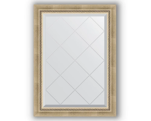 Зеркало с гравировкой в багетной раме Evoform Exclusive-G BY 4089 63 x 86 см, состаренное серебро с плетением