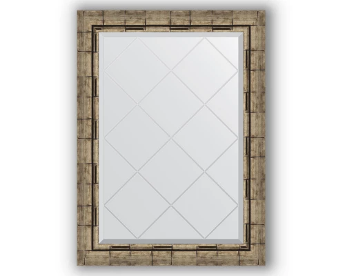 Зеркало с гравировкой в багетной раме Evoform Exclusive-G BY 4093 63 x 86 см, серебряный бамбук