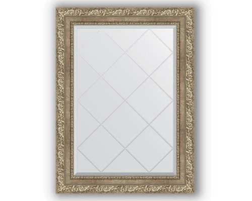 Зеркало с гравировкой в багетной раме Evoform Exclusive-G BY 4100 65 x 87 см, виньетка античное серебро