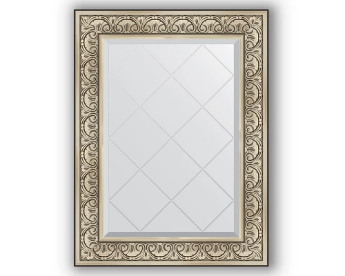 Зеркало с гравировкой в багетной раме Evoform Exclusive-G BY 4123 70 x 92 см, барокко серебро