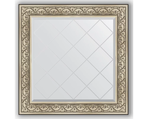 Зеркало с гравировкой в багетной раме Evoform Exclusive-G BY 4338 90 x 90 см, барокко серебро
