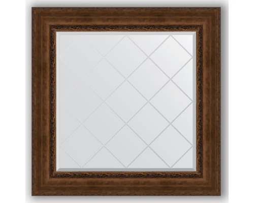 Зеркало с гравировкой в багетной раме Evoform Exclusive-G BY 4343 92 x 92 см, состаренная бронза с орнаментом