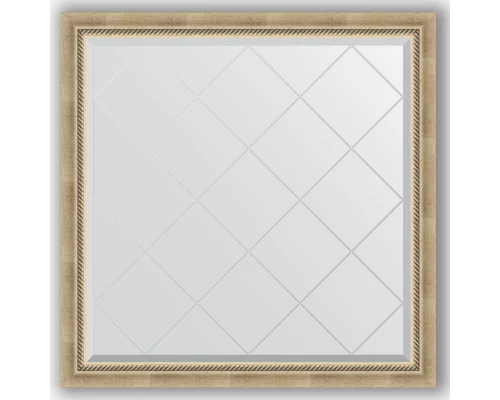 Зеркало с гравировкой в багетной раме Evoform Exclusive-G BY 4433 103 x 103 см, состаренное серебро с плетением