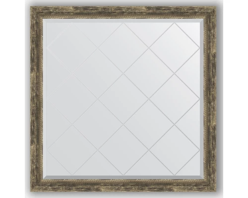 Зеркало с гравировкой в багетной раме Evoform Exclusive-G BY 4436 103 x 103 см, старое дерево с плетением