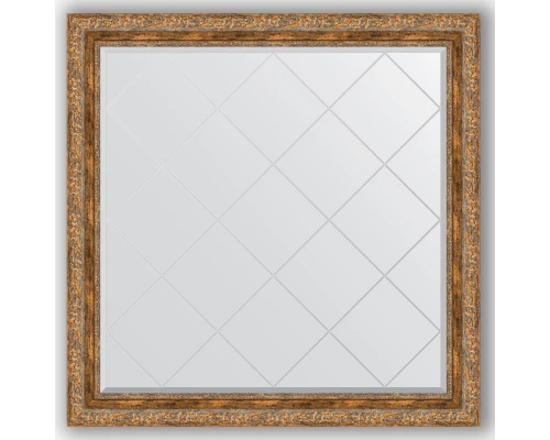 Зеркало с гравировкой в багетной раме Evoform Exclusive-G BY 4445 105 x 105 см, виньетка античная бронза