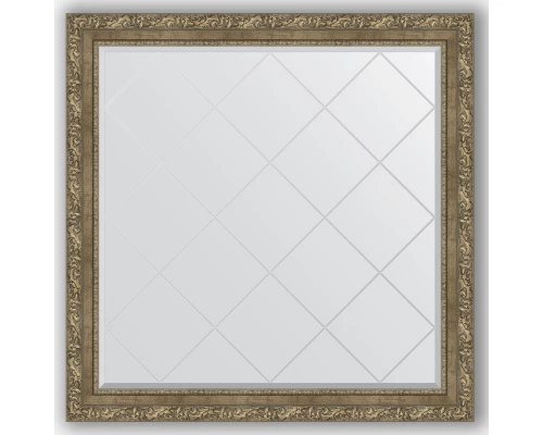 Зеркало с гравировкой в багетной раме Evoform Exclusive-G BY 4446 105 x 105 см, виньетка античная латунь
