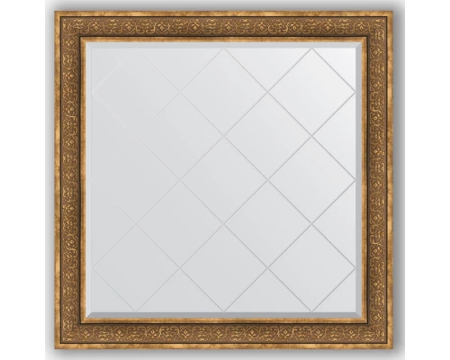 Зеркало с гравировкой в багетной раме Evoform Exclusive-G BY 4464 109 x 109 см, вензель бронзовый