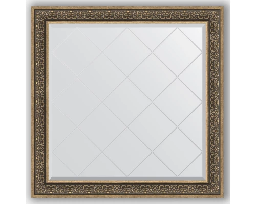 Зеркало с гравировкой в багетной раме Evoform Exclusive-G BY 4465 109 x 109 см, вензель серебряный