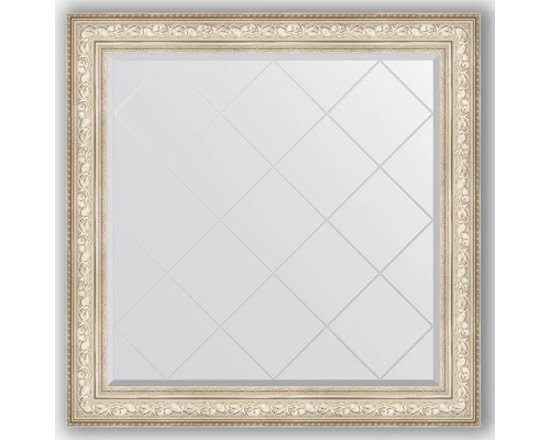 Зеркало с гравировкой в багетной раме Evoform Exclusive-G BY 4469 110 x 110 см, виньетка серебро