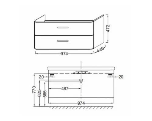 Тумба под раковину Jacob Delafon Replay 100 см, белая, EB1047-G1C