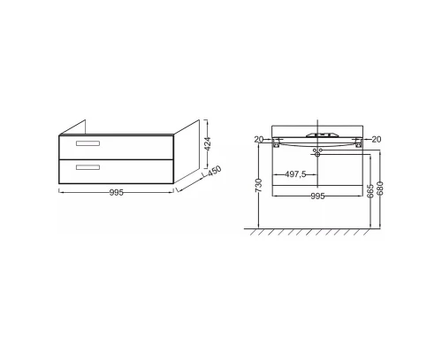 Тумба под раковину Jacob Delafon Rythmik 100 см, EB1304-G80 цвет Светло- коричневый