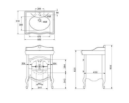 Тумба под раковину Migliore Impero 60 см, цвет орех Noce, 25971