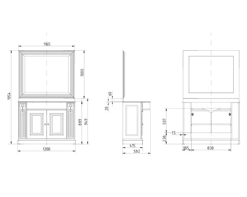 Зеркало с фаской Migliore Ravenna 117 x 101 см, декор золото, 27335
