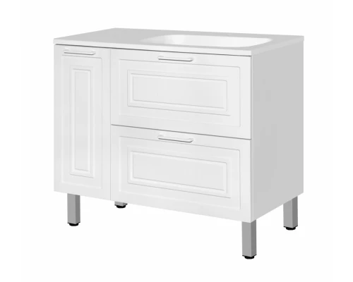 Тумба под раковину Style Line Альба 90 см Люкс, подвесная/напольная, 2 ящика, корзина, белый, Plus, левая/правая