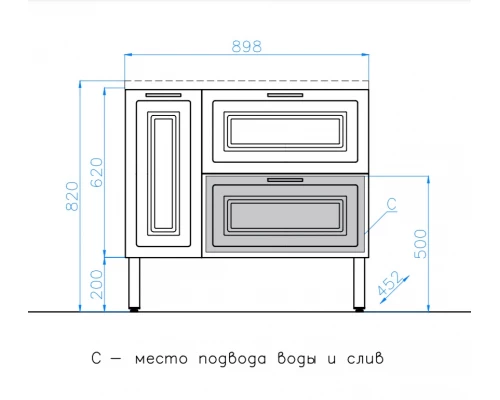 Тумба под раковину Style Line Альба 90 см Люкс, подвесная/напольная, 2 ящика, корзина, белый, Plus, левая/правая