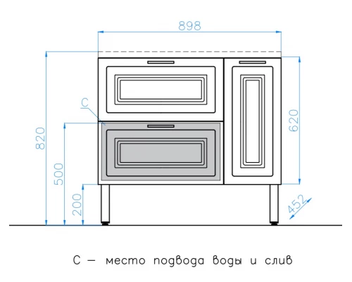 Тумба под раковину Style Line Альба 90 см Люкс, подвесная/напольная, 2 ящика, корзина, белый, Plus, левая/правая